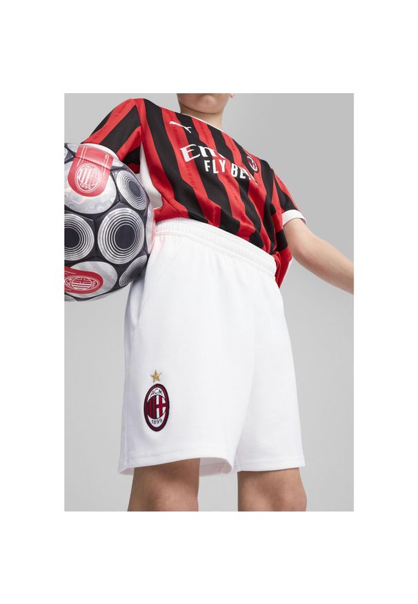 Puma - Młodzieżowe szorty AC Milan 24/25 PUMA White For All Time Red. Kolor: biały, czerwony, wielokolorowy. Sport: piłka nożna