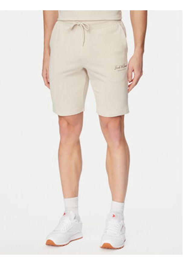 Jack & Jones Komplet t-shirt i spodenki Archive 12297642 Beżowy Relaxed Fit. Kolor: beżowy. Materiał: bawełna