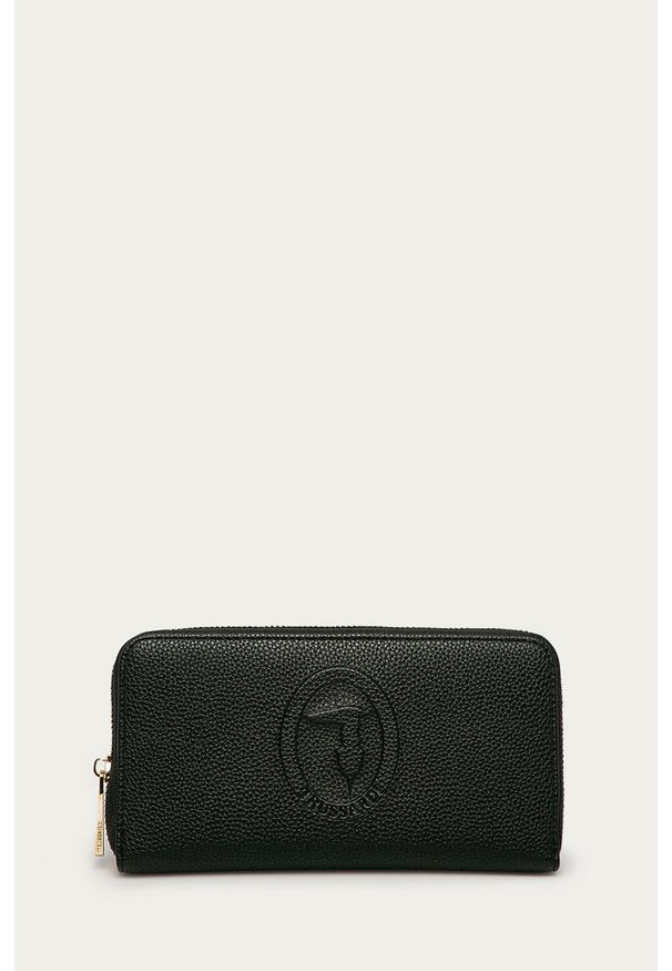 Trussardi Jeans - Trussardi portfel damski kolor czarny. Kolor: czarny. Materiał: materiał. Wzór: gładki