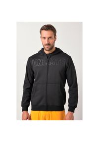 JAY-PI - Męska Kurtka treningowa fitness dzianina dresowa kaptur do rozm. 7XL. Kolekcja: plus size. Kolor: czarny. Materiał: materiał, poliester, bawełna. Sport: fitness
