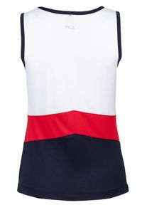 Koszulka treningowa damska Fila Cleo. Kolor: biały. Materiał: poliester. Długość rękawa: bez rękawów. Sport: tenis
