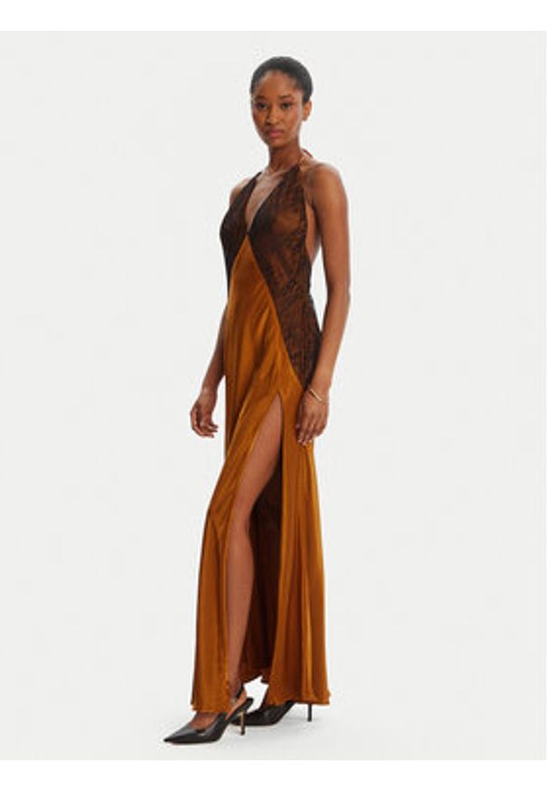 BARDOT Sukienka wieczorowa Estrella Haltrel 59977DB Brązowy Regular Fit. Kolor: brązowy. Materiał: wiskoza. Styl: wizytowy