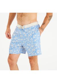 OLAIAN - Spodenki surfingowe męskie Olaian 100 18" Flora. Kolor: niebieski. Materiał: materiał, poliester. Długość: długie. Styl: sportowy