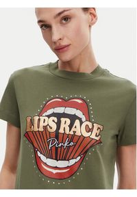 Pinko - PINKO T-Shirt Trapani 105050 A2D8 Khaki Regular Fit. Kolor: brązowy. Materiał: bawełna #5