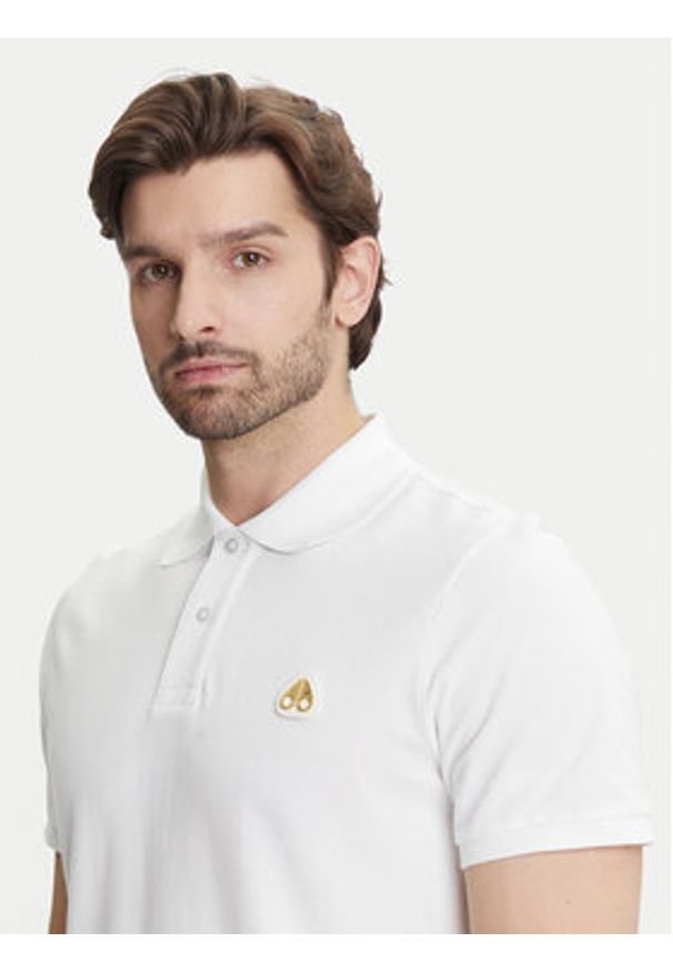 Moose Knuckles Polo Everett M34MT712G Biały Regular Fit. Typ kołnierza: polo. Kolor: biały. Materiał: bawełna