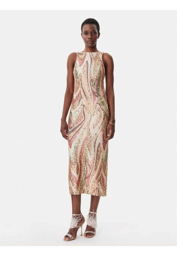 LOLA CASADEMUNT Sukienka koktajlowa MS2516006 Kolorowy Regular Fit. Materiał: syntetyk. Wzór: kolorowy. Styl: wizytowy