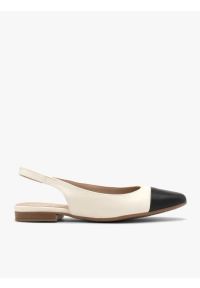 Ryłko - Kremowo czarne baleriny typu slingback. Nosek buta: okrągły. Kolor: beżowy. Materiał: skóra. Szerokość cholewki: normalna. Styl: street #1