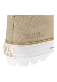 Big-Star - Beżowe Trampki Big Star Modne Buty Damskie. Kolor: beżowy. Materiał: materiał. Szerokość cholewki: normalna. Wzór: gładki #6