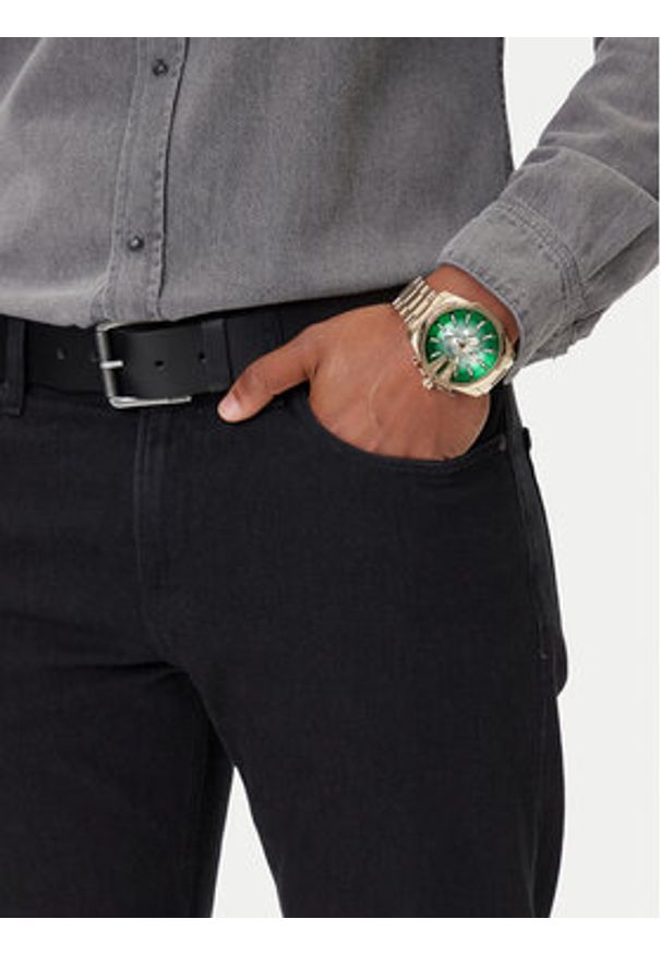 Diesel Zegarek Mega Chief Slim DZ4684 Złoty. Kolor: złoty