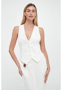 Elisabetta Franchi - Kamizelka damska lniana ELISABETTA FRANCHI. Materiał: len