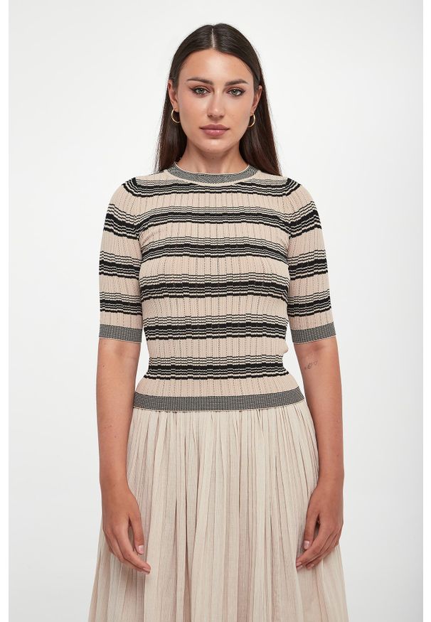 Weekend Max Mara - Sweter damski z krótkim rękawem Leda WEEKEND MAX MARA. Długość rękawa: krótki rękaw. Długość: krótkie