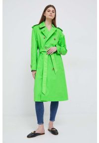 TOMMY HILFIGER - Tommy Hilfiger trencz bawełniany kolor zielony przejściowy. Kolor: zielony. Materiał: bawełna. Długość rękawa: raglanowy rękaw. Styl: klasyczny