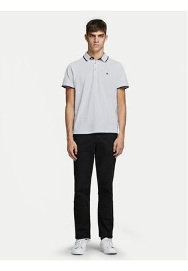 Jack & Jones Polo Paulos 12136668 Biały Slim Fit. Typ kołnierza: polo. Kolor: biały. Materiał: bawełna