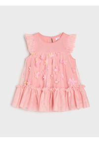 Sinsay - Tiulowa sukienka babydoll z elementami 3D - różowy. Kolor: różowy. Materiał: tiul #1