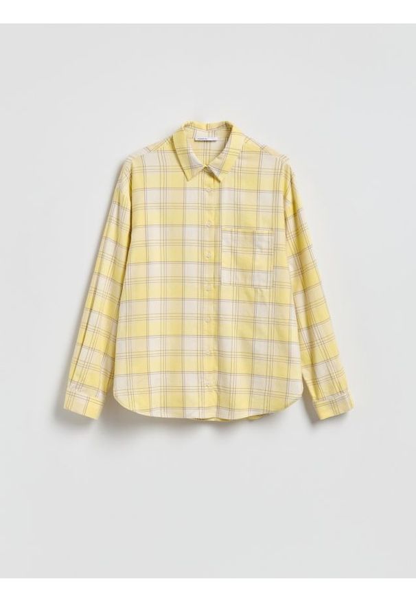 Reserved - Koszula w kratę - jasnożółty. Kolor: żółty. Materiał: bawełna, wiskoza, tkanina