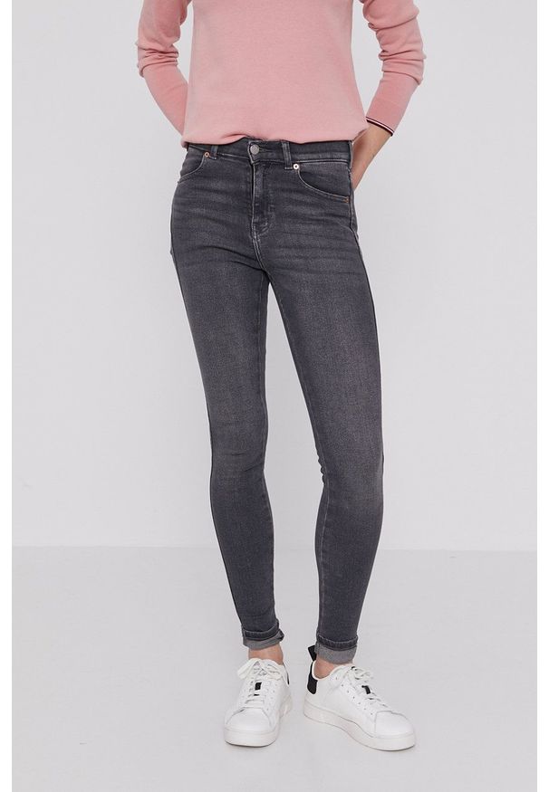 Dr. Denim Jeansy damskie medium waist. Kolor: szary