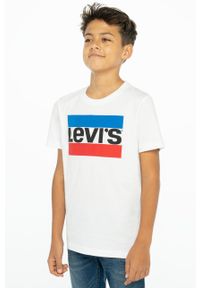 Levi's® - Levi's T-shirt dziecięcy kolor biały z nadrukiem. Okazja: na co dzień, na spotkanie biznesowe. Kolor: biały. Materiał: dzianina. Wzór: nadruk. Styl: biznesowy, casual