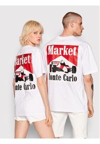 Market T-Shirt Unisex Racing Logo 399001071 Biały Relaxed Fit. Kolor: biały. Materiał: bawełna #3