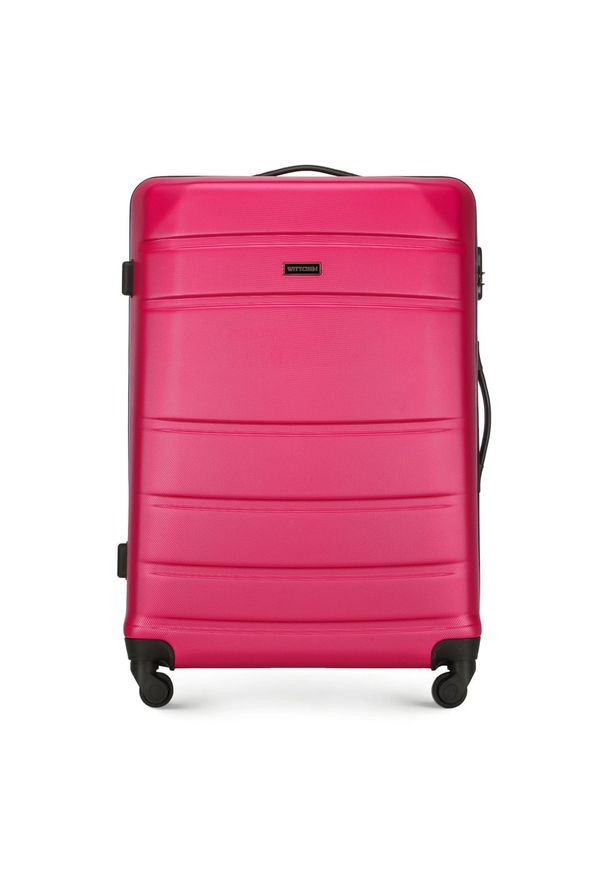 Wittchen - Duża walizka z ABS-u żłobiona różowa. Kolor: różowy. Materiał: guma. Styl: klasyczny