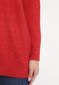 Born2be - Czerwony Klasyczny Sweter z Długim Rękawem Darissa. Kolor: czerwony. Materiał: tkanina, dzianina. Długość rękawa: długi rękaw. Długość: długie. Styl: klasyczny #2