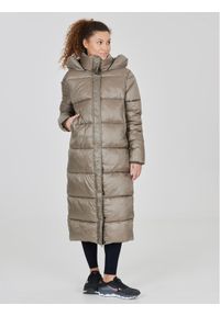 Athlecia Kurtka puchowa Elly W Maxi Puffer EA233361 Brązowy Regular Fit. Kolor: brązowy. Materiał: syntetyk, puch