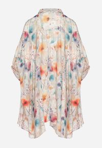 Born2be - Beżowa Koszula z Bawełną w Kwiaty Linovianna. Okazja: na co dzień. Kolor: beżowy. Materiał: bawełna. Wzór: kwiaty. Styl: elegancki, casual