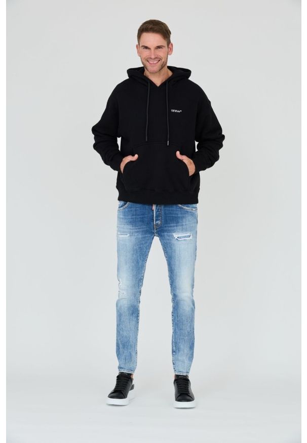 OFF-WHITE Czarna męska bluza, Rozmiar L. Typ kołnierza: kaptur. Kolor: czarny