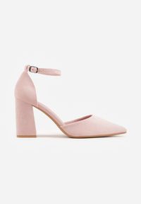 Born2be - Różowe Czółenka z Imitacji Zamszu na Słupku z Noskiem w Szpic Violetto. Okazja: na co dzień, na spotkanie biznesowe, do pracy. Zapięcie: pasek. Kolor: różowy. Materiał: zamsz. Obcas: na słupku. Styl: casual, biznesowy, elegancki, klasyczny. Wysokość obcasa: średni #3