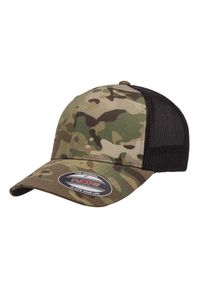 FLEXFIT - Czapka Z Daszkiem Camo Mesh Trucker Cap. Kolor: brązowy, zielony, wielokolorowy. Materiał: mesh