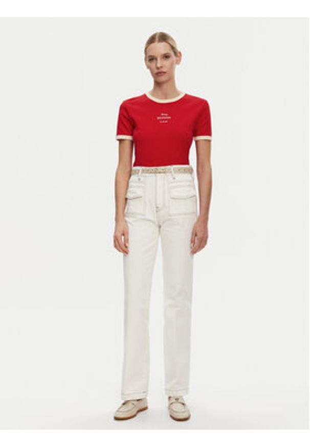 TOMMY HILFIGER - Tommy Hilfiger T-Shirt Monotype WW0WW44586 Czerwony Regular Fit. Kolor: czerwony. Materiał: bawełna