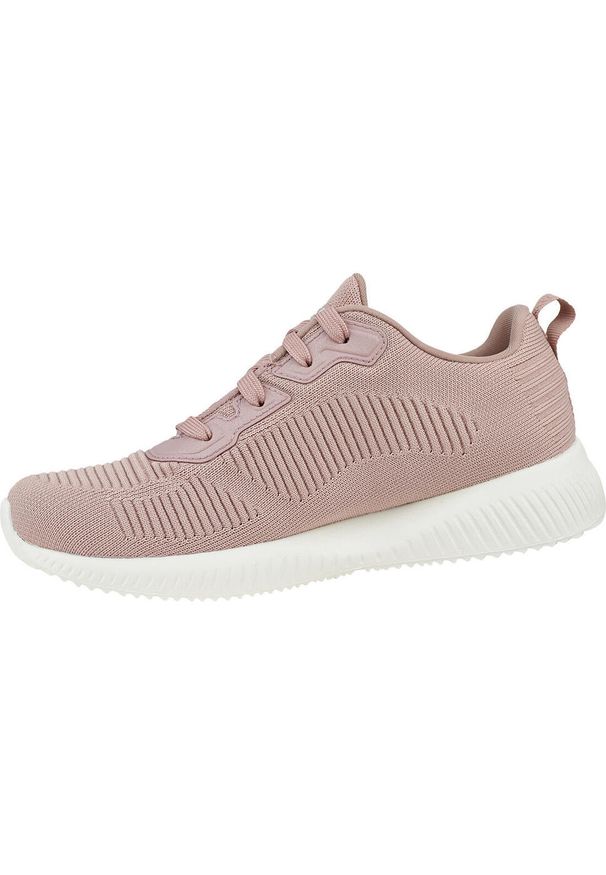 skechers - Buty sportowe Sneakersy damskie, Skechers Bobs Squad. Zapięcie: sznurówki. Kolor: różowy. Materiał: materiał, syntetyk, tkanina. Szerokość cholewki: normalna. Sport: turystyka piesza