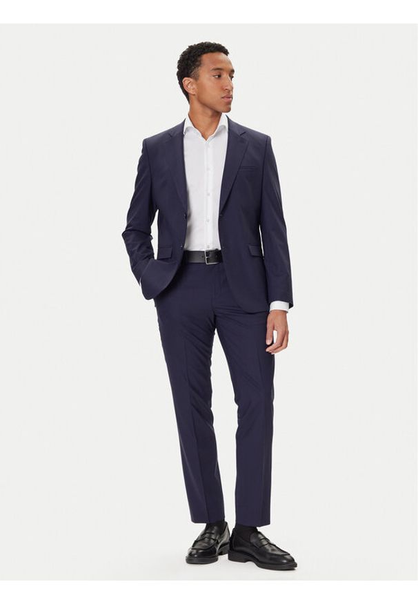 Hugo - HUGO Garnitur Henry/Getlin232X 50547345 Granatowy Slim Fit. Kolor: niebieski. Materiał: wełna