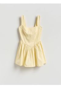 Reserved - Sukienka mini - jasnożółty. Kolor: żółty. Materiał: dzianina. Długość: mini #1