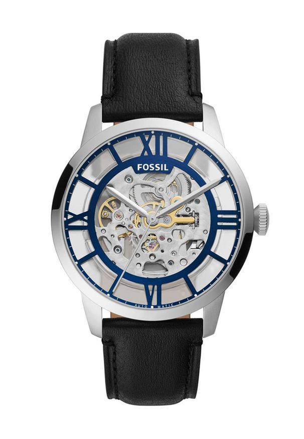 Fossil Zegarek męski kolor czarny. Kolor: czarny. Materiał: materiał, skóra