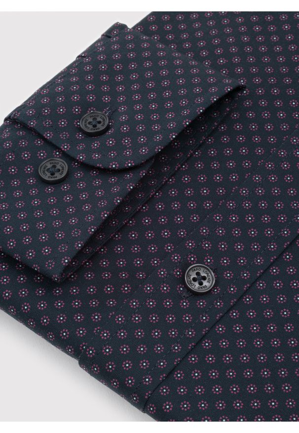 Pako Lorente - PAKO LORENTE – Granatowa koszula w kwiaty. Kolor: niebieski. Materiał: elastan, bawełna. Długość rękawa: długi rękaw. Długość: długie. Wzór: kwiaty