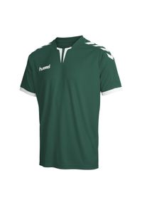 Koszulka piłkarska z krótkim rękawem męska Hummel Core SS Poly Jersey. Kolor: zielony. Materiał: jersey. Długość rękawa: krótki rękaw. Długość: krótkie. Sport: piłka nożna
