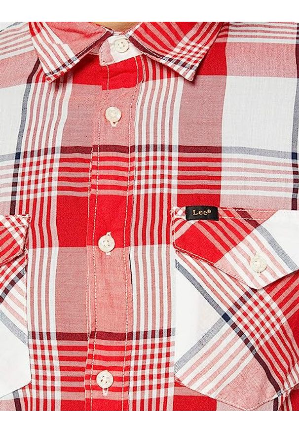 Lee - LEE SS REGULAR SHIRT MĘSKA KOSZULA MATERIAŁOWA CORE RED L66VMFMN 112116674. Materiał: materiał