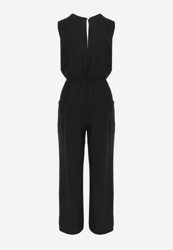 Renee - Czarny Kombinezon Valia. Kolor: czarny. Materiał: wiskoza, tkanina. Długość rękawa: bez rękawów. Długość: długie. Wzór: jednolity. Styl: elegancki