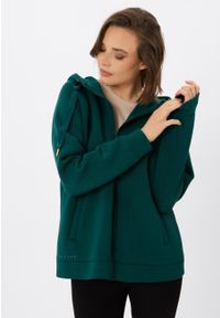 Volcano - Bluza z kapturem B-CAMBEL. Okazja: na co dzień. Typ kołnierza: kaptur. Kolor: zielony. Materiał: wiskoza, materiał. Wzór: gładki. Styl: casual #1