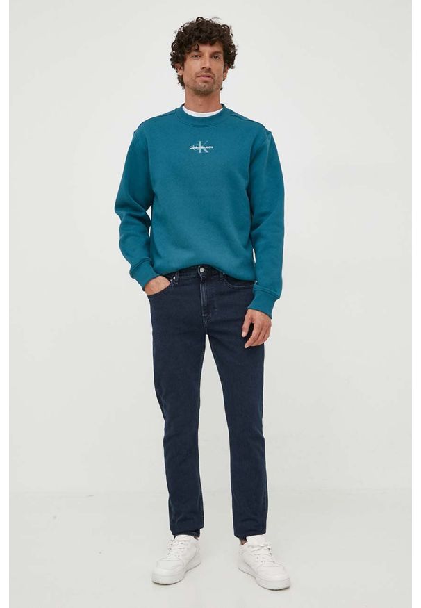 Calvin Klein Jeans jeansy męskie kolor granatowy. Kolor: niebieski