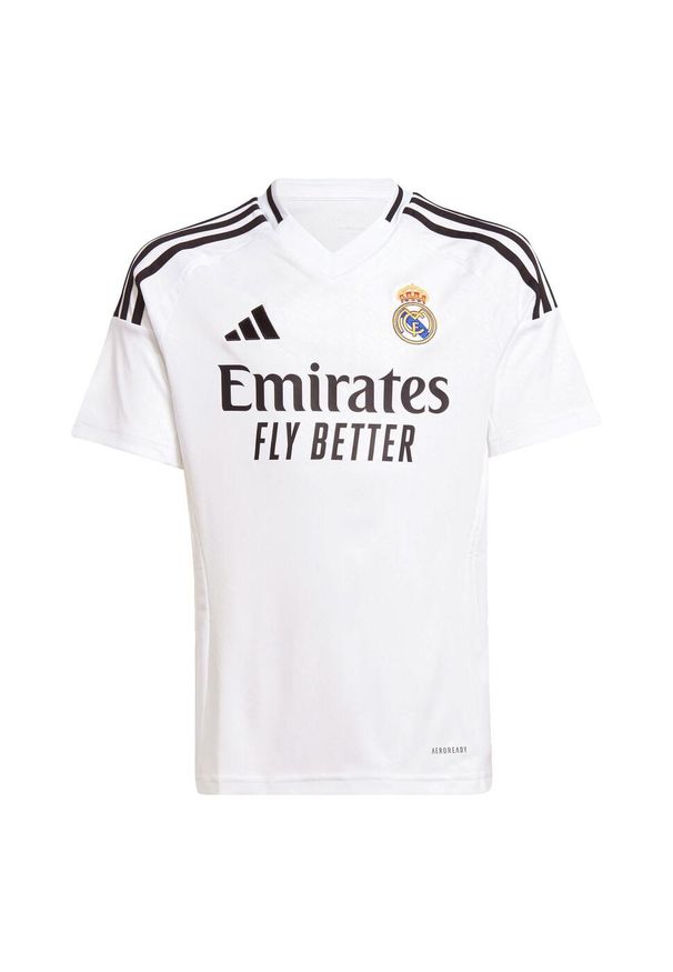 Adidas - Koszulka Real Madrid 24/25 Home Kids. Kolor: biały. Materiał: materiał. Sport: piłka nożna