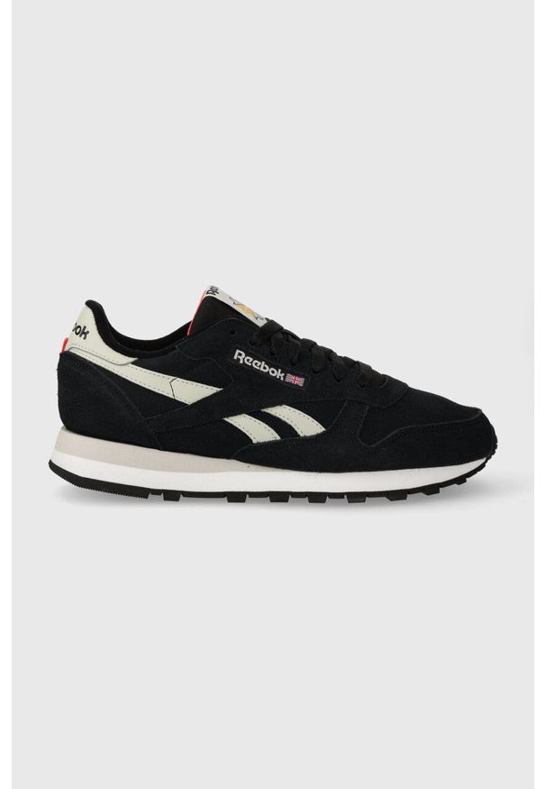Reebok sneakersy zamszowe kolor czarny. Nosek buta: okrągły. Zapięcie: sznurówki. Kolor: czarny. Materiał: zamsz