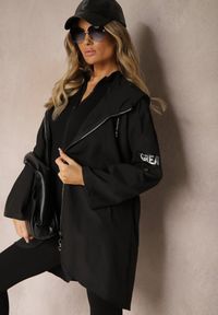 Renee - Czarna Kurtka Wiatrówka Oversize Palishe. Kolor: czarny. Długość rękawa: długi rękaw. Długość: długie. Styl: elegancki