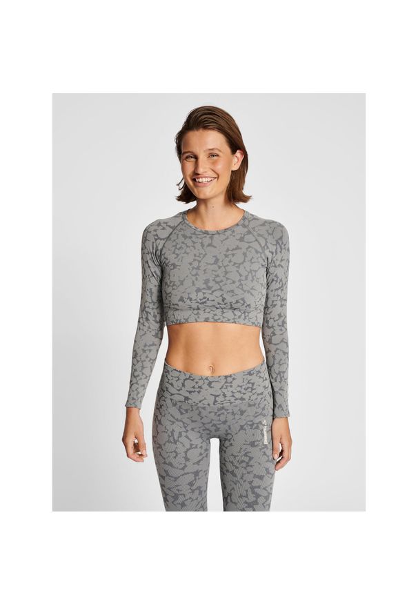 Damski bezszwowy crop top Hummel Mt Pi. Kolor: wielokolorowy, szary, brązowy. Sport: fitness