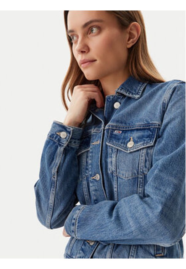 Tommy Jeans Kurtka jeansowa DW0DW20570 Niebieski Regular Fit. Kolor: niebieski. Materiał: bawełna