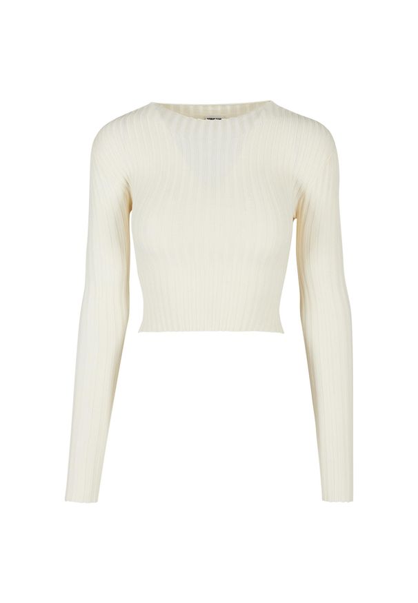 Pullover court dzianina prążkowana z zakręconym tyłem dla kobiet Urban Classics. Kolor: biały. Materiał: prążkowany, dzianina. Długość: krótkie. Sezon: zima