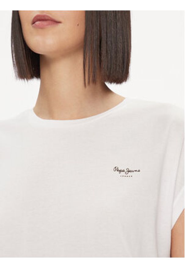 Pepe Jeans Top Bloom PL504821 Biały Regular Fit. Kolor: biały. Materiał: bawełna