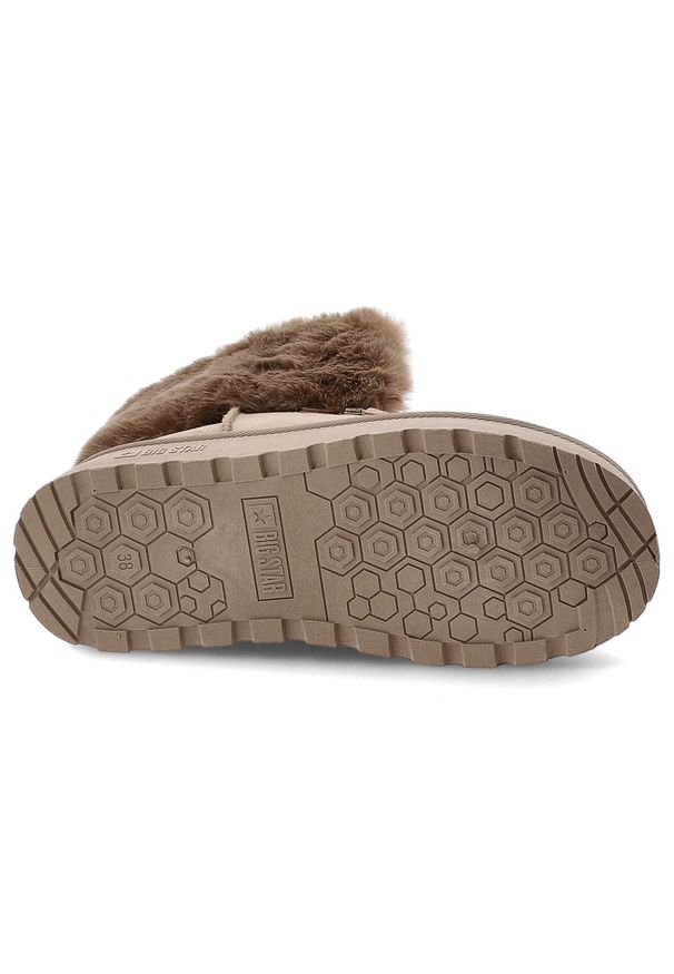 Big-Star - Beżowe Śniegowce Big Star Ocieplane Obuwie Damskie. Okazja: na co dzień. Kolor: beżowy. Materiał: zamsz, futro. Szerokość cholewki: normalna. Sezon: zima. Styl: casual, elegancki