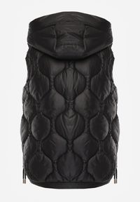 Renee - Czarna Kamizelka z Odpinanym Kapturem Ozdobnym Pikowaniem i Stoperami Liolena. Okazja: na imprezę, na spacer. Kolor: czarny. Materiał: jeans. Styl: elegancki, sportowy #6