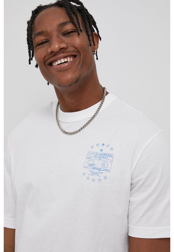 Reebok Classic - T-shirt bawełniany. Okazja: na co dzień. Kolor: biały. Materiał: bawełna. Wzór: nadruk. Styl: casual